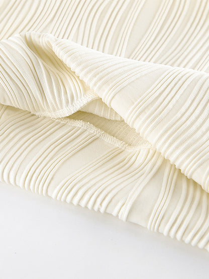 Pleated Off Shoulder Women's Maxi Dress - Elegant Cream Textured Bodycon Gown - Long Sleeve Party Wear 2026