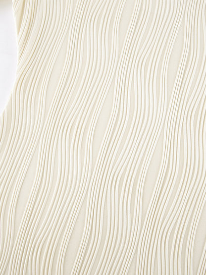 Pleated Off Shoulder Women's Maxi Dress - Elegant Cream Textured Bodycon Gown - Long Sleeve Party Wear 2026