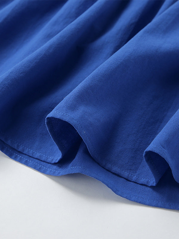 Royal Blue 100% Cotton Women's Maxi Dress - Criss Cross Backless Strappy Sundress - V-neck Summer Beach Vacation Dress 2026