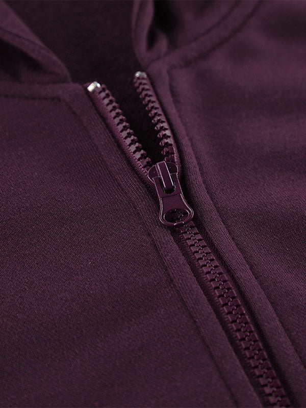 Athleisure Set For Active Women - Plum Hooded Zip-up Wide Leg Tracksuit - 2026 Spring Lounge & Yoga Wear