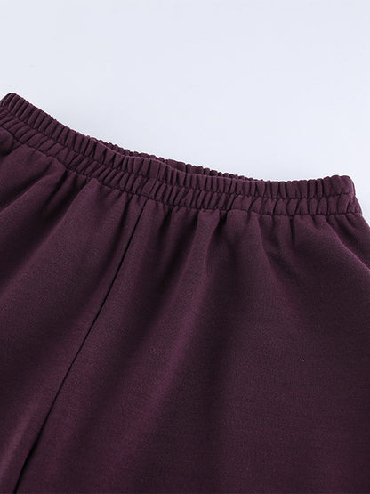 Athleisure Set For Active Women - Plum Hooded Zip-up Wide Leg Tracksuit - 2026 Spring Lounge & Yoga Wear