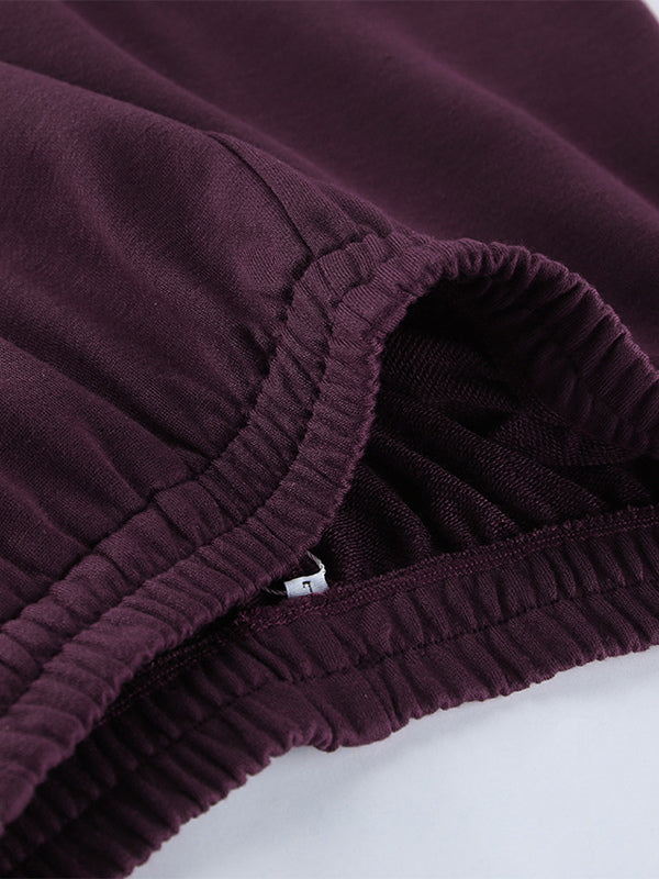 Athleisure Set For Active Women - Plum Hooded Zip-up Wide Leg Tracksuit - 2026 Spring Lounge & Yoga Wear
