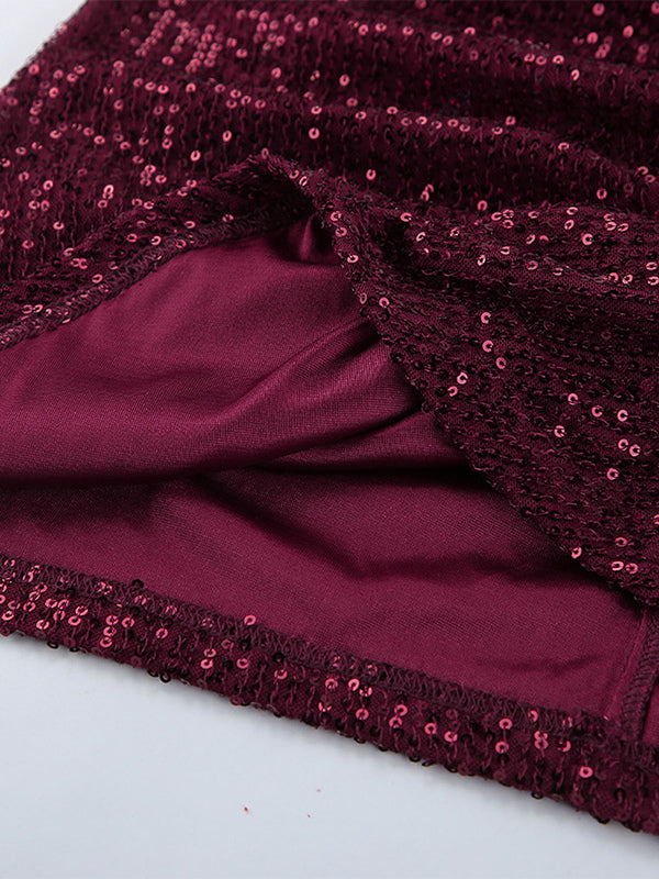 Sparkly Sequin Mini Dress For Women - Sexy Deep V Neck Long Sleeve Ruched Bodycon - Spring Cocktail Party Clubwear 2026