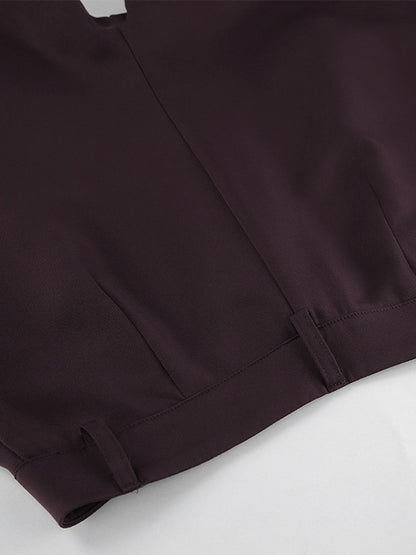 Deep Brown Peplum Blazer Suit For Women - Chic Pleated Waist Slim Fit Wide Leg Pants Set - Spring Office Lady Outfit 2026