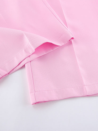 Sleeveless Blazer Set For Women Business Casual - Pink Chic Double Breasted Tailored Cut - 2026 Summer Work Outfit