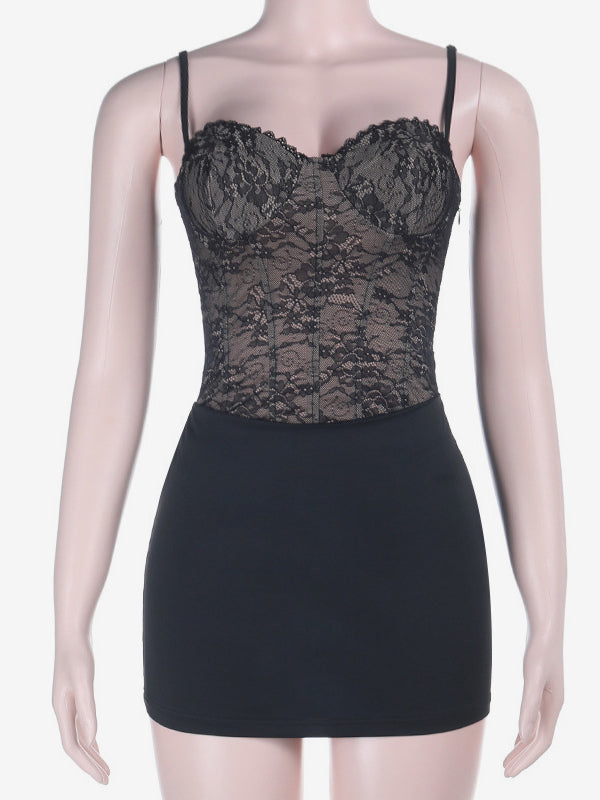 Black Lace Corset Women Mini Dress - Sexy Backless Lace Up Bodycon - Coquette Aesthetic Summer Party Night Club Wear 2026