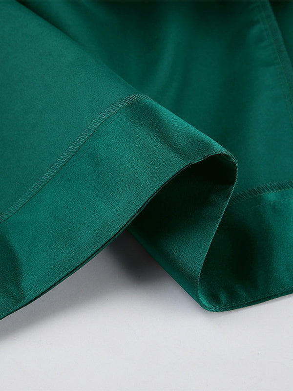 Satin High Waist Women Maxi Skirt - Elegant Pleated Full Swing - Royal Core Wedding Guest Party Skirt 2026