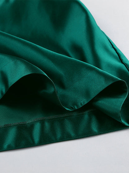 Satin High Waist Women Maxi Skirt - Elegant Pleated Full Swing - Royal Core Wedding Guest Party Skirt 2026