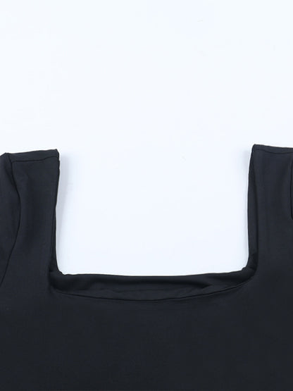 Square Neck Women Bubble Mini Dress With Big Bow - Black Long Sleeve Elegant Contrast - Audrey Style Spring Party Wear 2026