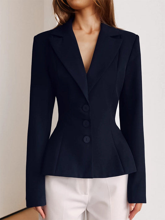 Hourglass Cinched Waist Women's Blazer - Elegant Notched Collar Slim Fit Jacket - Quiet Luxury Spring Business Outfits 2026
