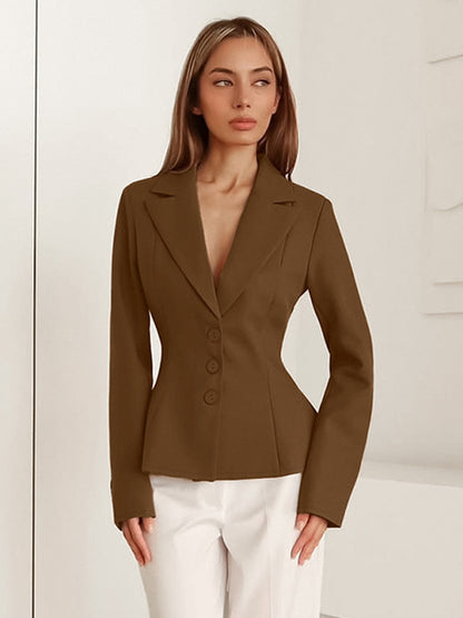 Hourglass Cinched Waist Women's Blazer - Elegant Notched Collar Slim Fit Jacket - Quiet Luxury Spring Business Outfits 2026