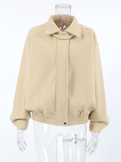 Dropped Shoulder Women's Bomber Jacket - Harrington Minimalist Zip Up Outerwear With Throat Latch - Casual Spring Outfits 2026