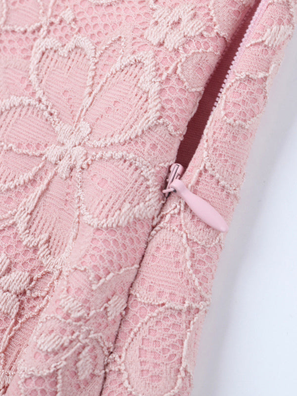 Pink Fairycore Lace Jumpsuit For Women - Tie Front Flare Leg Romper - Summer Romantic Date Night Party Wear 2026