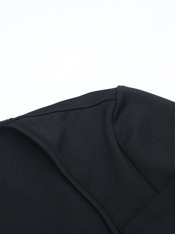 Ruffle V Neck Maxi Dress For Women - Black Elegant Backless Cut Out Bodycon Long Dress - Spring Evening Gown 2026