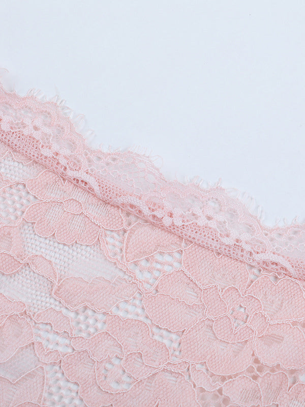 Pink Corset Style Lace Top For Women - Elegant Long Sleeve Sweetheart Bustier Blouse - Spring Night Out Clubwear 2026