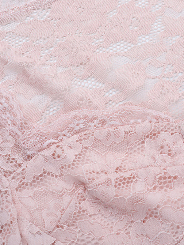 Pink Corset Style Lace Top For Women - Elegant Long Sleeve Sweetheart Bustier Blouse - Spring Night Out Clubwear 2026