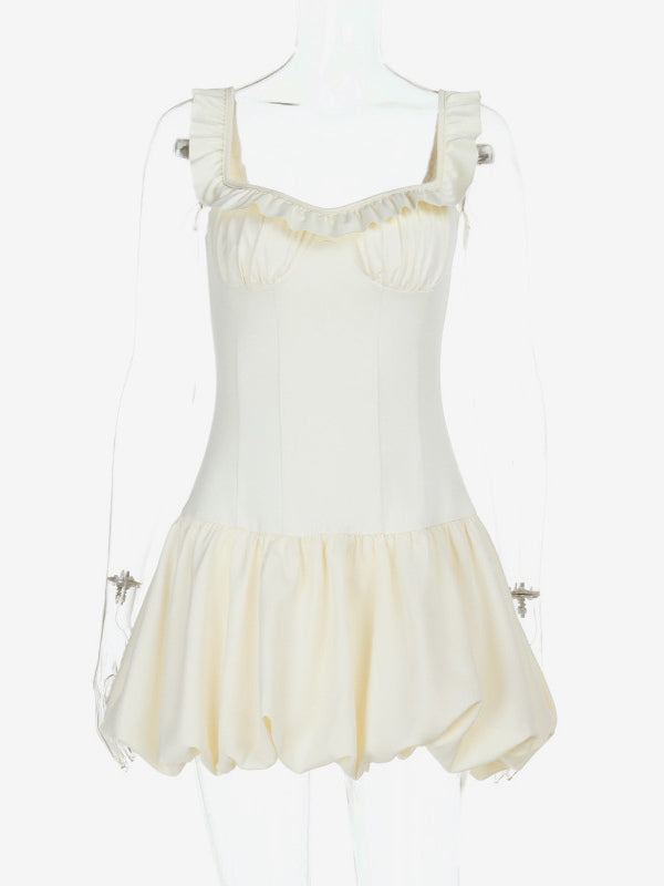 Bubble Hem Mini Dress For Women - Coquette Aesthetic Ruffle Corset Fit - Summer Beach Party Look 2026