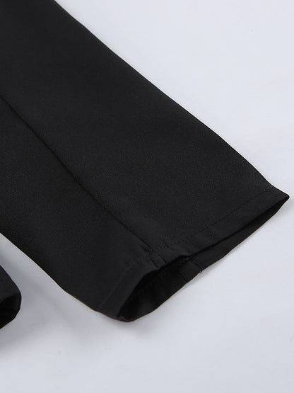 Military Blazer Skirt Set For Women Chic Two Piece Outfit - Black Vintage Stand Collar Slim Fit - Spring Party Wear 2026