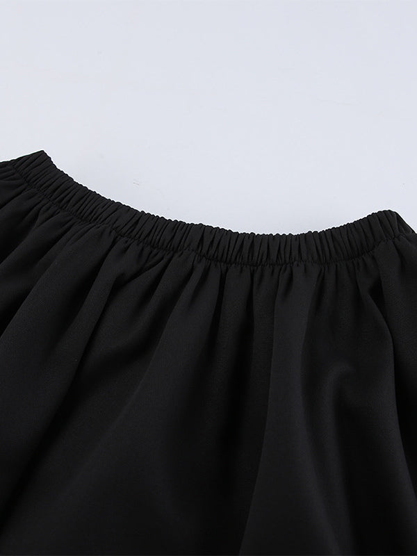 Military Blazer Skirt Set For Women Chic Two Piece Outfit - Black Vintage Stand Collar Slim Fit - Spring Party Wear 2026