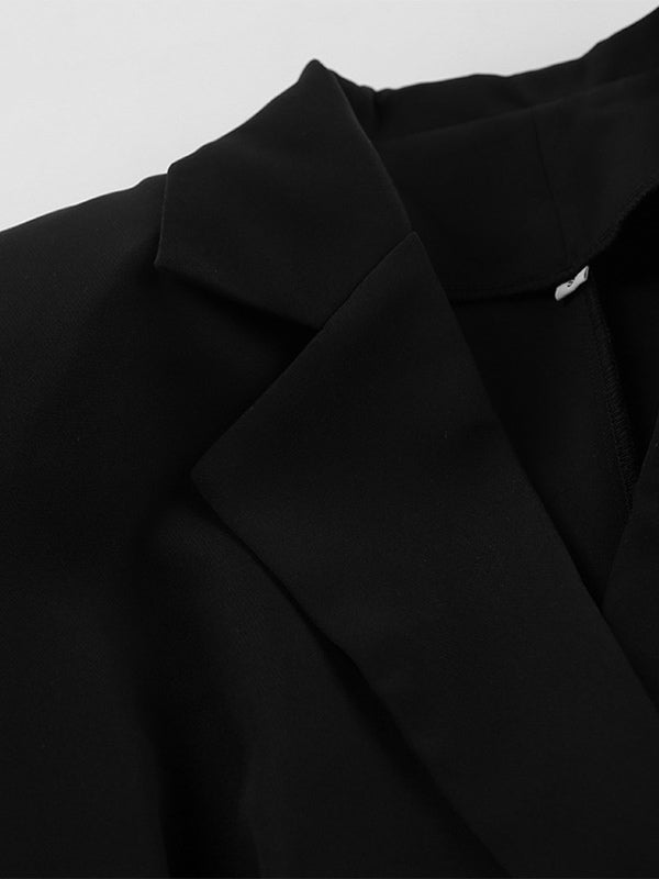 Hourglass Blazer Set For Women - Black Old Money Peplum Suit With Mini Skirt - 2026 Spring Work Event Outfit