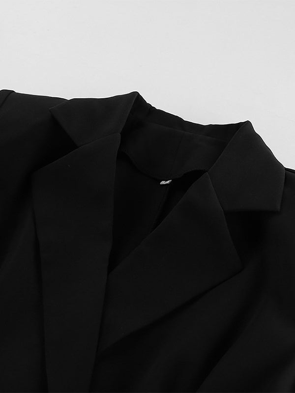 Hourglass Blazer Set For Women - Black Old Money Peplum Suit With Mini Skirt - 2026 Spring Work Event Outfit