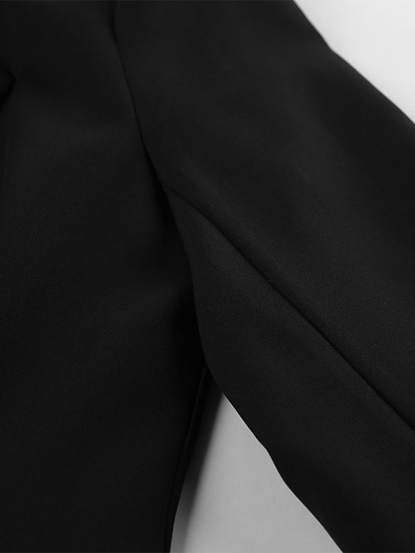 Hourglass Blazer Set For Women - Black Old Money Peplum Suit With Mini Skirt - 2026 Spring Work Event Outfit