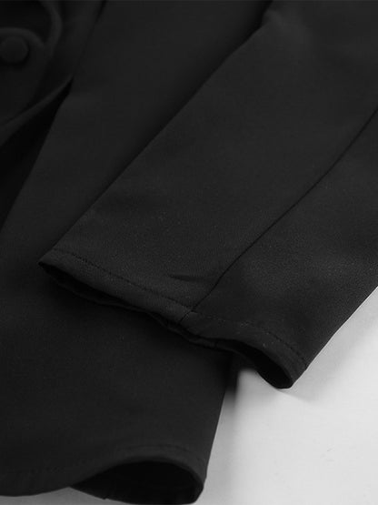 Hourglass Blazer Set For Women - Black Old Money Peplum Suit With Mini Skirt - 2026 Spring Work Event Outfit
