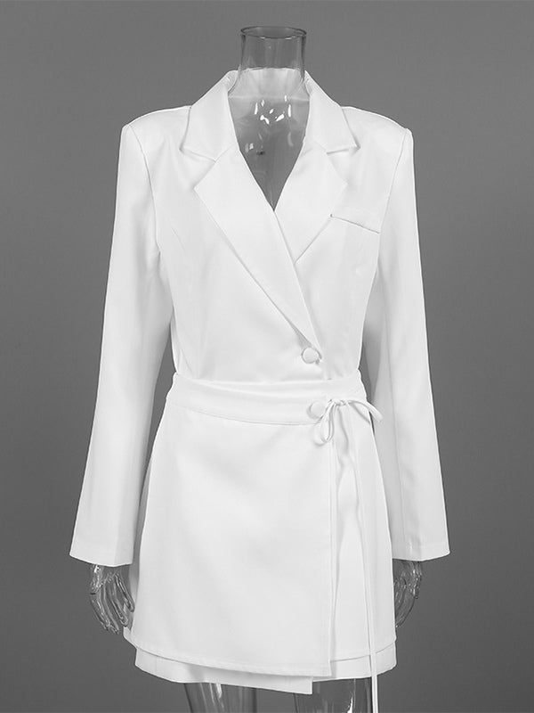 Blazer Dress For Women's Elegant Mini Dress - Wrap Tie Waist Notch Lapel Slim Fit - Spring Office Wear 2026