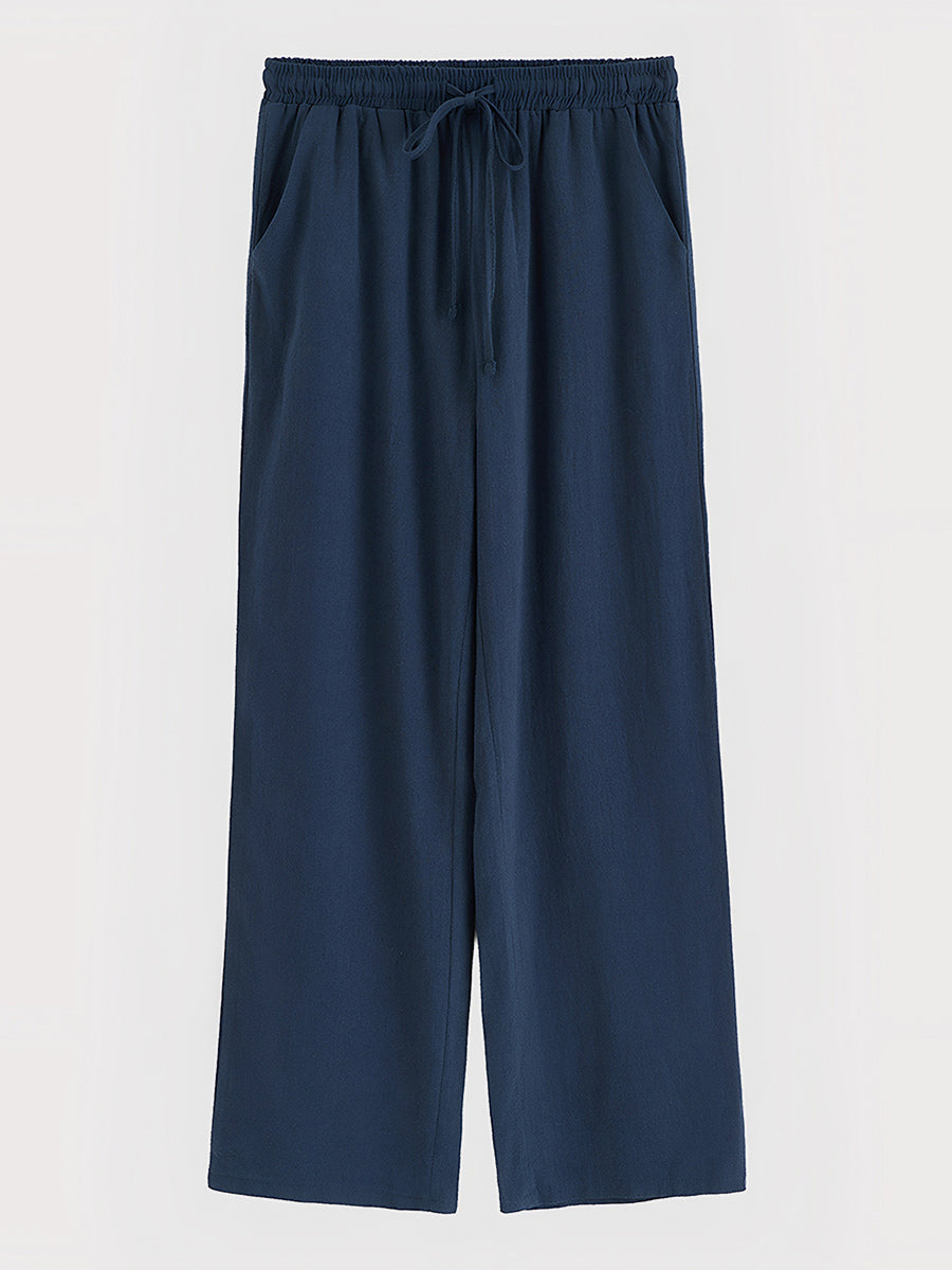 Wide Leg Trousers For Women - Casual Flowy Drawstring Elastic Waist Pants - Summer Beach Vacation 2026