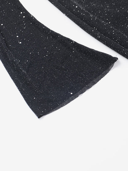 Glitter Off Shoulder Maxi Dress For Women - Sparkly Mesh Long Sleeve Mermaid Gown - Spring Gala Evening Party Outfits 2026