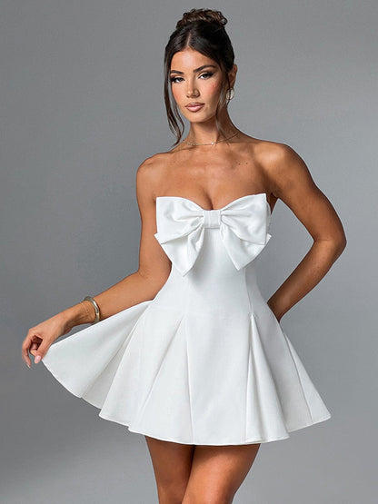 Coquette Bow Dress For Women - Strapless Sweetheart A Line Mini Dress - Summer Birthday Party 2026