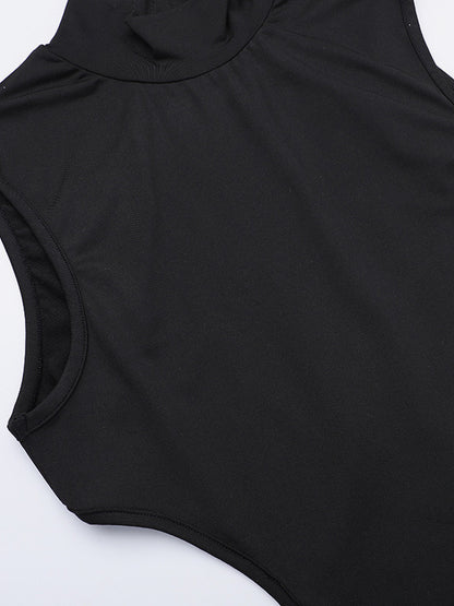Backless Maxi Dress For Women - Butterfly Detail Mock Neck Black Bodycon Long Dress - Summer Night Out Clubwear 2026