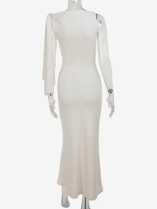 Off Shoulder Maxi Dress For Women - Minimalist Elegant Bodycon Long Dress- Summer Formal Evening Gala 2026