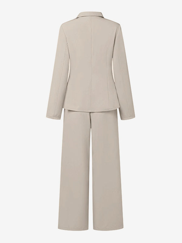 Elegant Wrap Blazer Women 2 Piece Set - Slim Fit Tie Waist Wide Leg Pantsuit - Spring Business Casual 2026