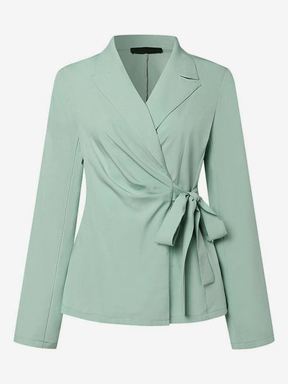 Elegant Wrap Blazer Women 2 Piece Set - Slim Fit Tie Waist Wide Leg Pantsuit - Spring Business Casual 2026