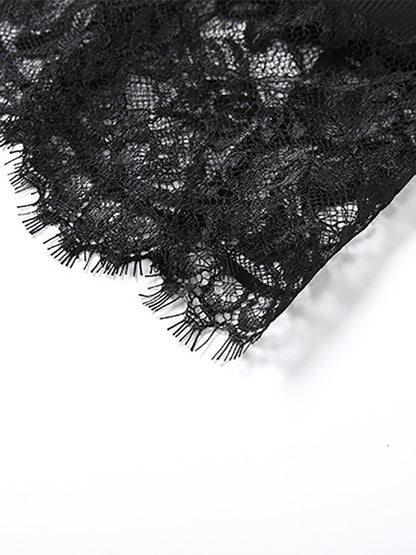 Lace Trim Slip Dress For Women - Black Ribbed Sleeveless Cami Mini Sundress - Summer Party Night Out 2026