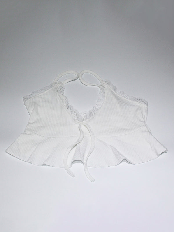 White Lace Trim Coquette 2 Piece Set For Women - Cami & Short Loungewear - Summer Beach Casual 2026
