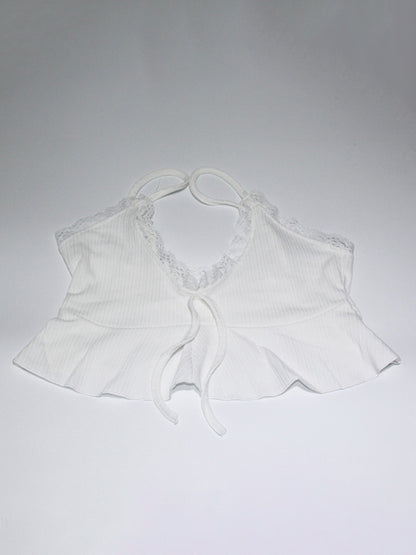 White Lace Trim Coquette 2 Piece Set For Women - Cami & Short Loungewear - Summer Beach Casual 2026
