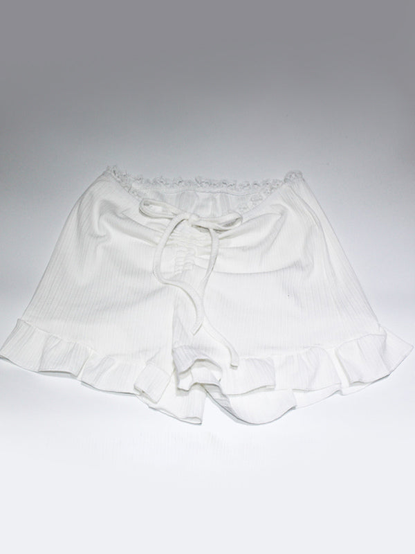 White Lace Trim Coquette 2 Piece Set For Women - Cami & Short Loungewear - Summer Beach Casual 2026