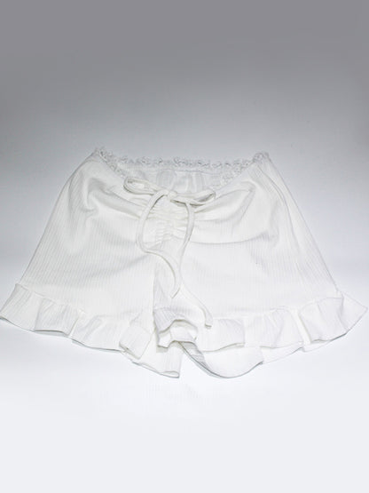 White Lace Trim Coquette 2 Piece Set For Women - Cami & Short Loungewear - Summer Beach Casual 2026