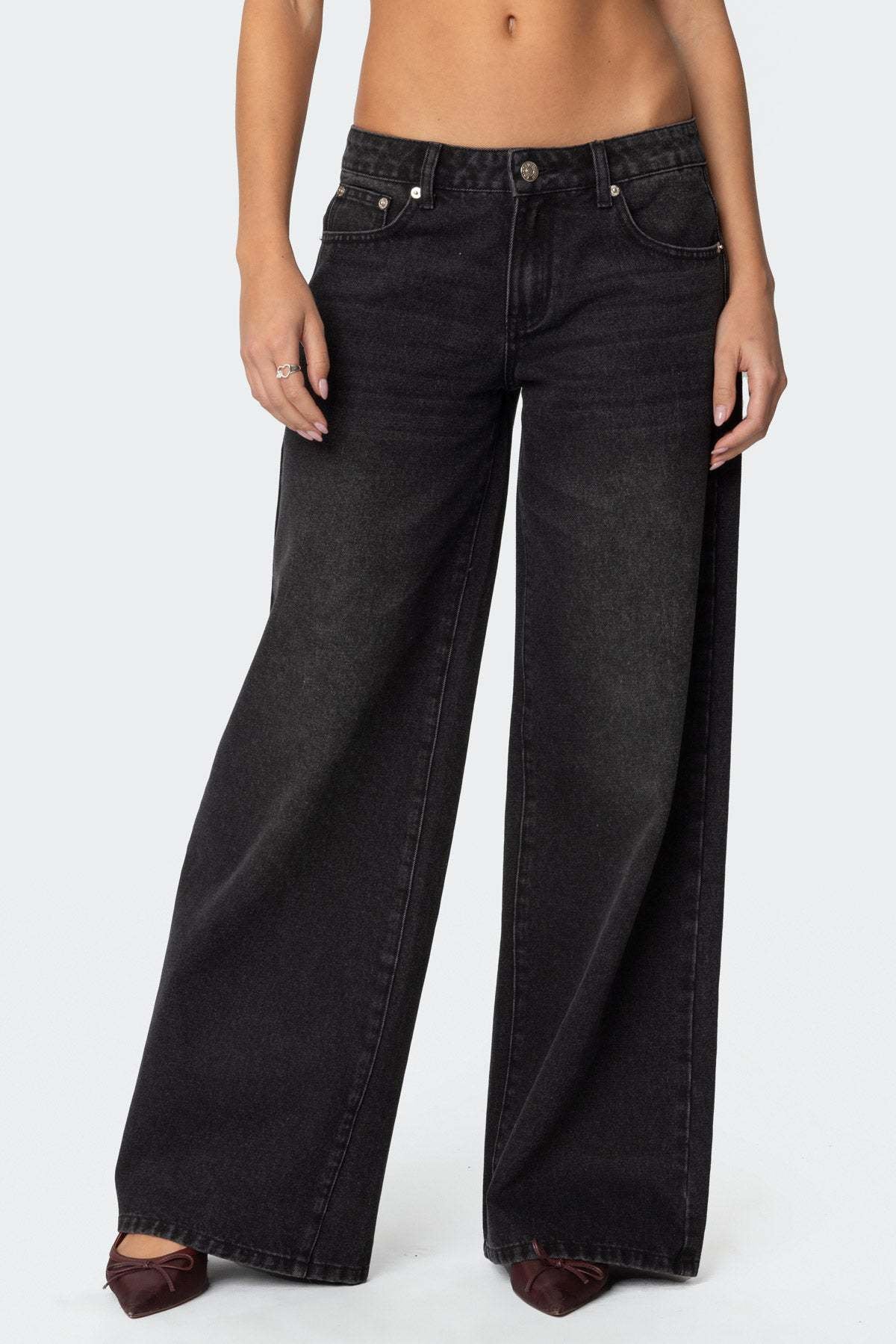 Low Rise Wide Leg Baggy Jeans For Women - Medium Wash Vintage Y2K Loose Fit Denim - Summer Casual Streetwear 2026
