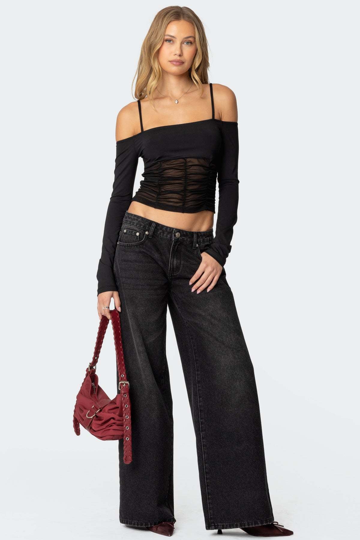 Low Rise Wide Leg Baggy Jeans For Women - Medium Wash Vintage Y2K Loose Fit Denim - Summer Casual Streetwear 2026