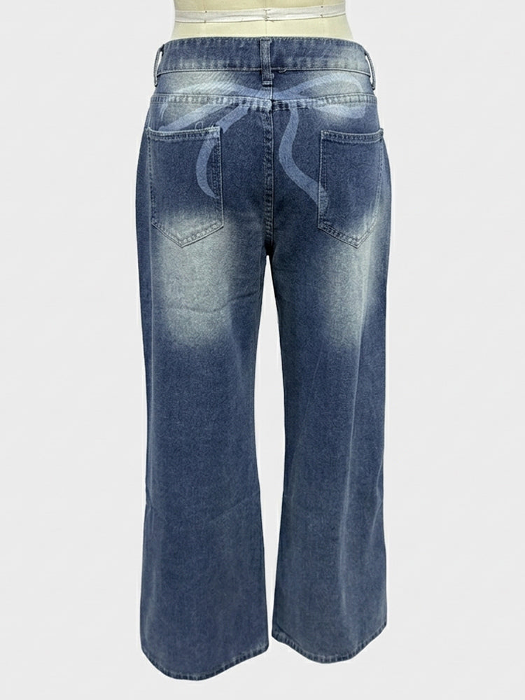 Low Rise Wide Leg Baggy Jeans For Women - Medium Wash Vintage Y2K Loose Fit Denim - Summer Casual Streetwear 2026