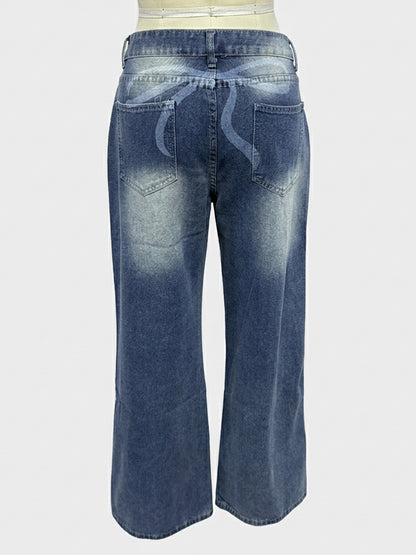 Low Rise Wide Leg Baggy Jeans For Women - Medium Wash Vintage Y2K Loose Fit Denim - Summer Casual Streetwear 2026