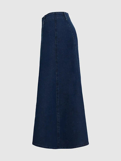 Western Denim Maxi Skirt For Women - Boho A-Line High Waisted Long Skirt - All Season Casual Wear 2026