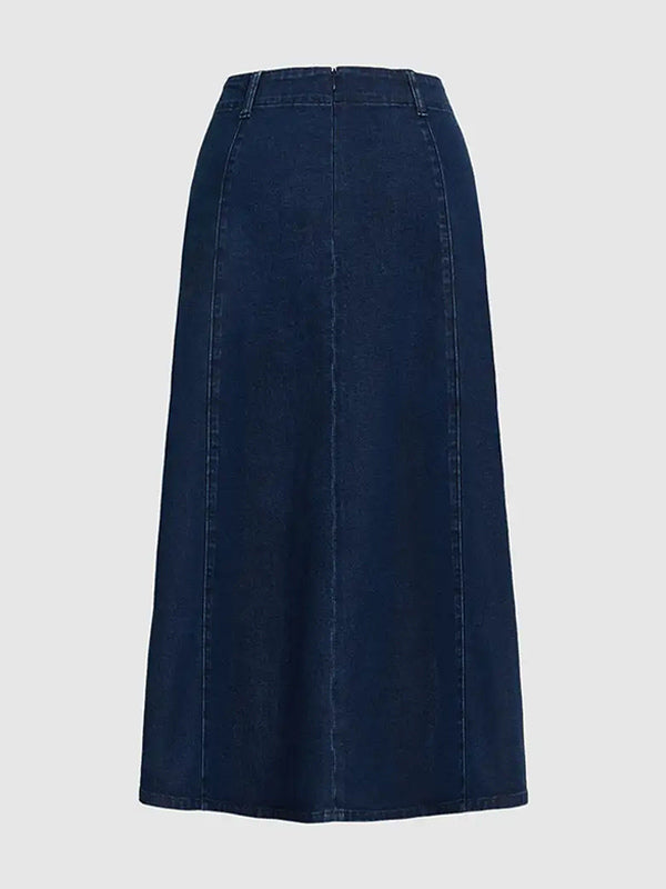 Western Denim Maxi Skirt For Women - Boho A-Line High Waisted Long Skirt - All Season Casual Wear 2026