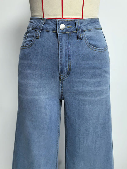 Wide Leg Palazzo Jeans For Women - Light Blue Retro High Waisted Minimalist Flare Denim - Summer Vacation Outfits 2026