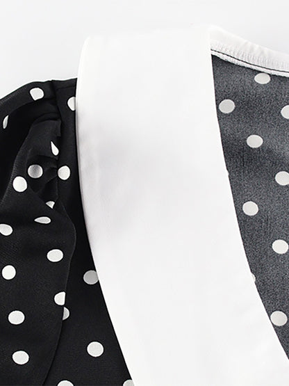 Polka Dot Maxi Dress For Women - Black Vintage Peter Pan Collar Bodycon Pencil Dress - Summer Date Night 2026