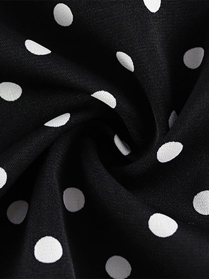 Polka Dot Maxi Dress For Women - Black Vintage Peter Pan Collar Bodycon Pencil Dress - Summer Date Night 2026