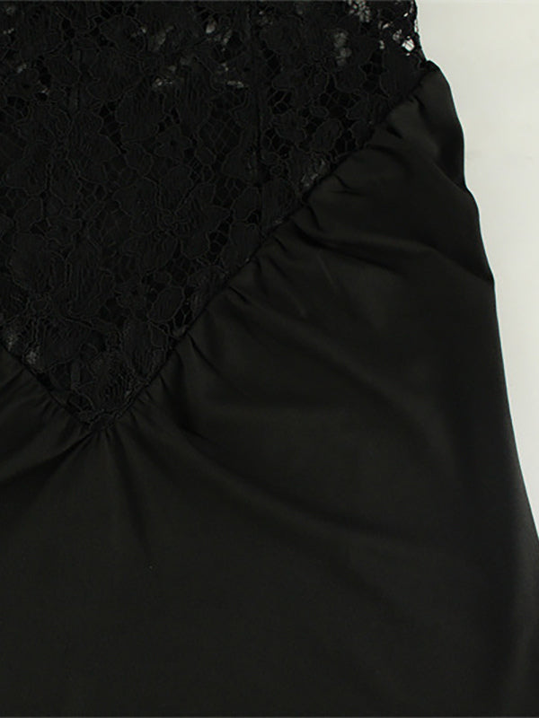 Sheer Lace Patchwork Halter Maxi Dress For Women - Black Sexy Backless Mermaid Bodycon - Summer Formal Evening Gown 2026